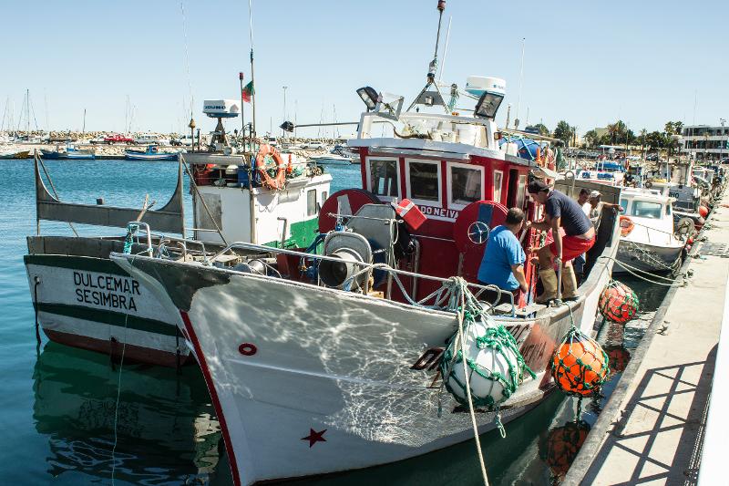 Fishing vessels Sesimbra barco quatro unidos.jpg FIshing vessels in Portugal